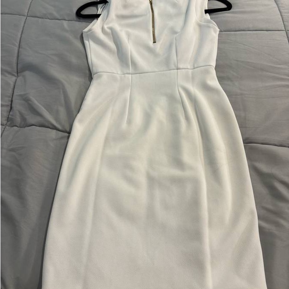 Macy's Elegant White Mini Dress with Zipper Detail